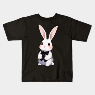 Cute Bunny Rabbit Wearing Black Ribbon Kids T-Shirt